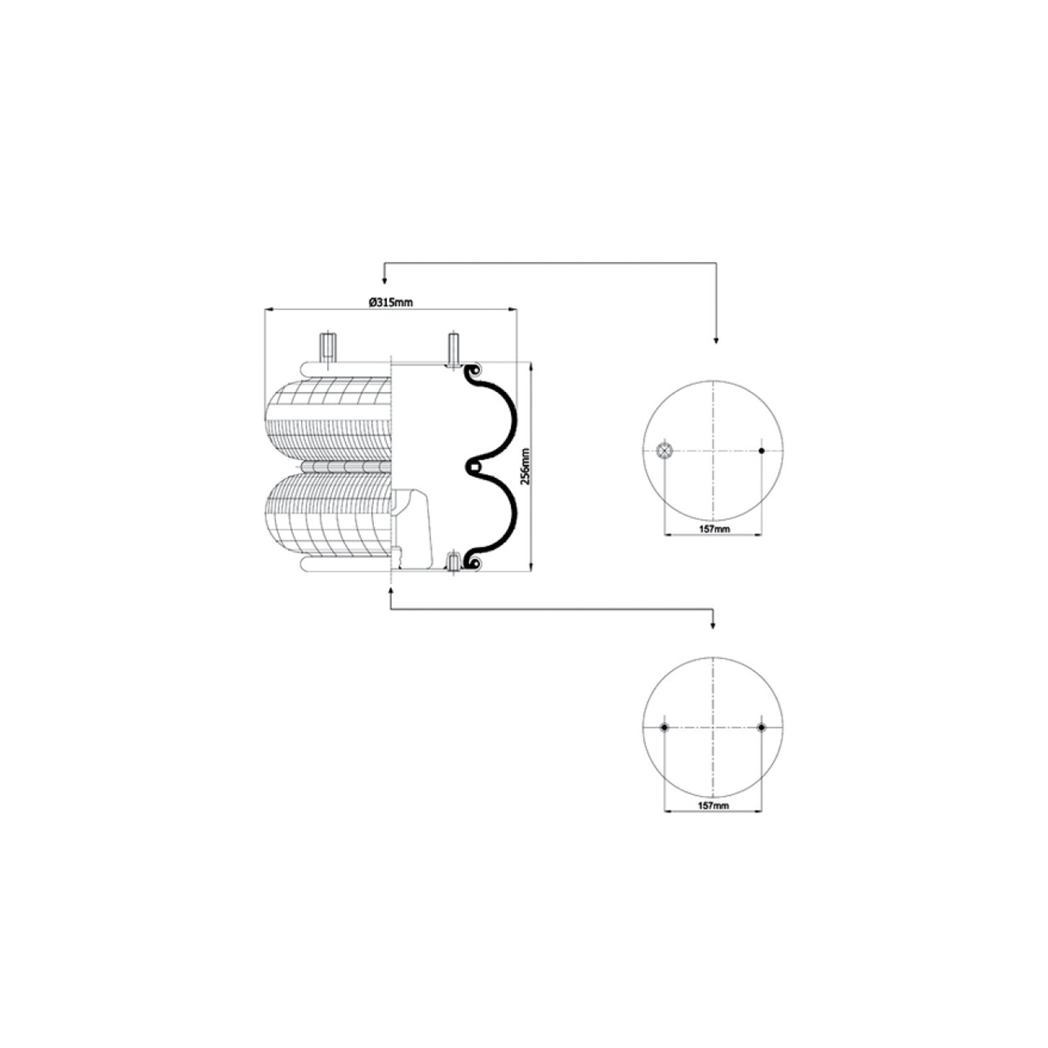2 Convoluted Air Springs