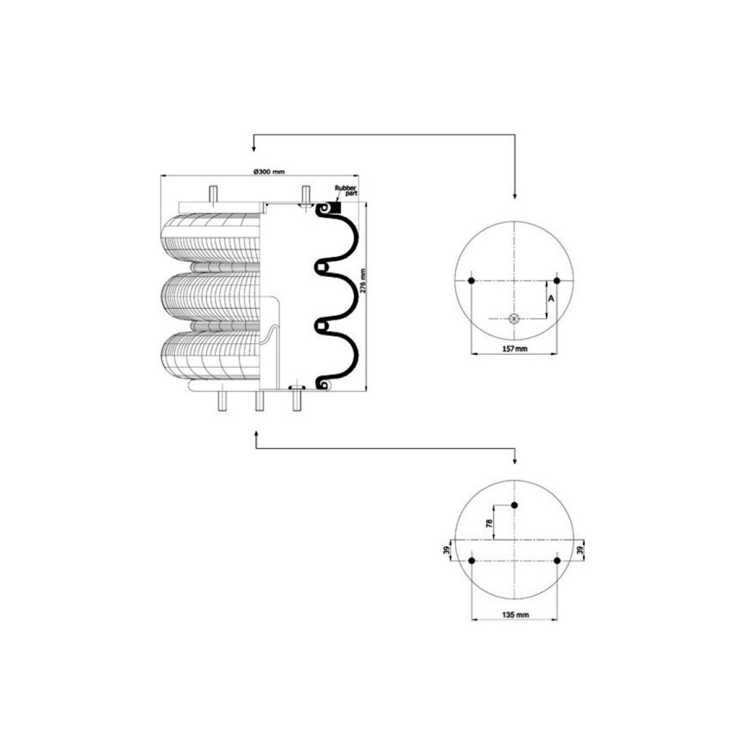 3 Convoluted Air Springs